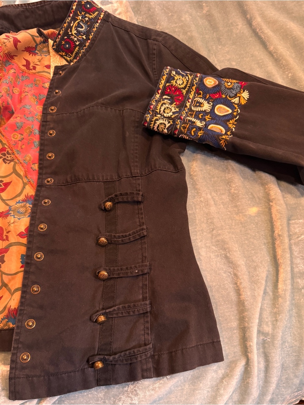 Embroidered Military-Style Jacket - black - Picture 9 of 13